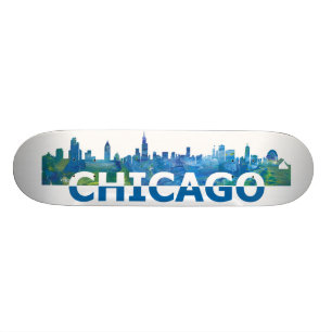 Monopatín del horizonte de Chicago los E.E.U.U.