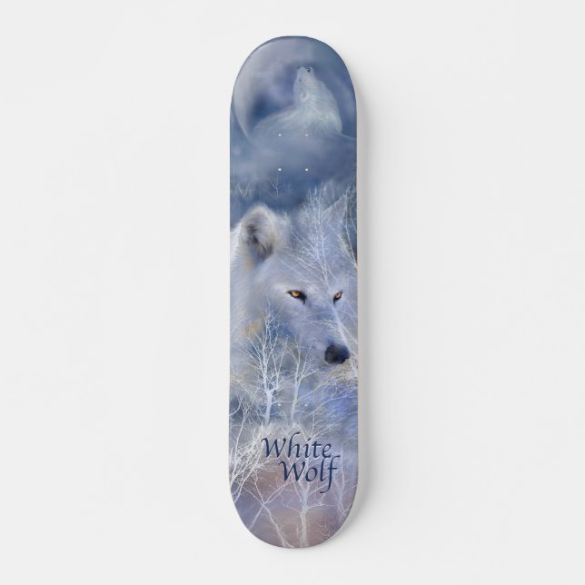 Monopatín Paseo-Blanco salvaje del lobo (Anverso )