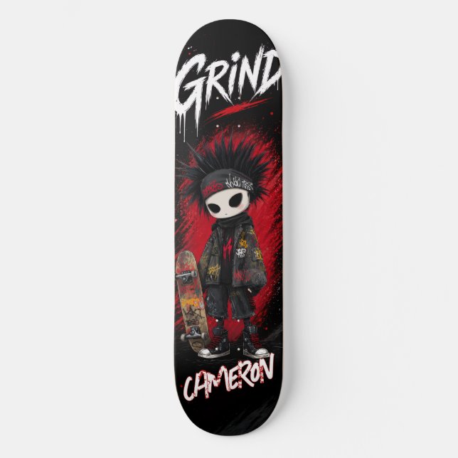 Monopatín Urbano Graffiti Emo Anime Personalizado (Anverso)
