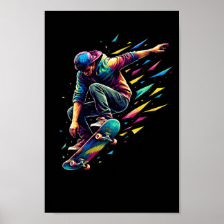 Monopatinista Colorido Arte Urbana Pop Skateboard