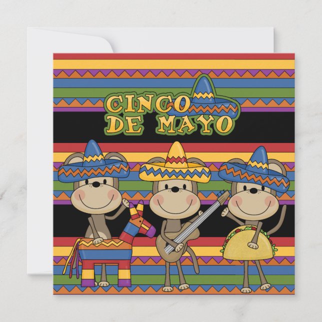 Monos Cinco de Mayo Personalizados Invitaciones a  (Anverso)