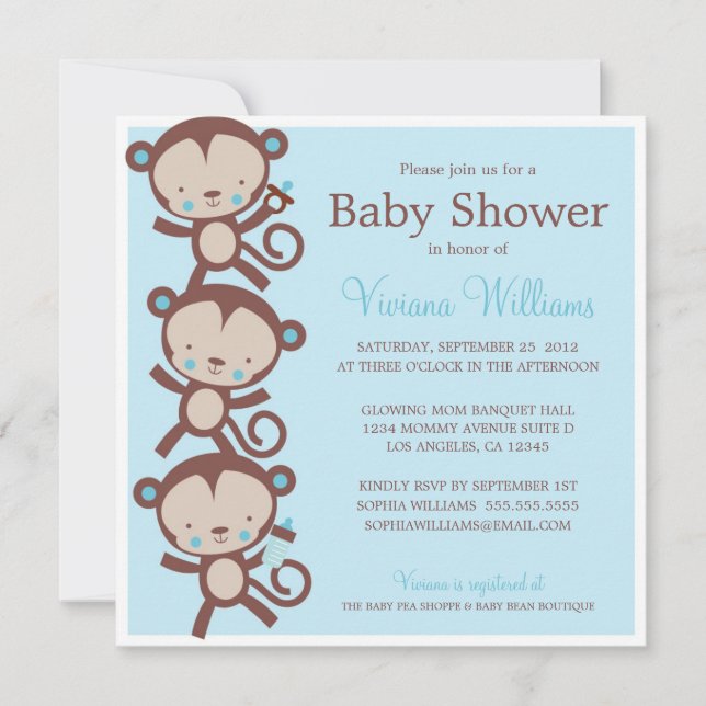 MONOS DE NIÑOS| INVITACIÓN DE BABY SHOWER (Anverso)