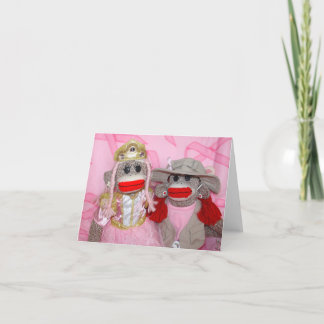 Monos del calcetín para la tarjeta de las novias