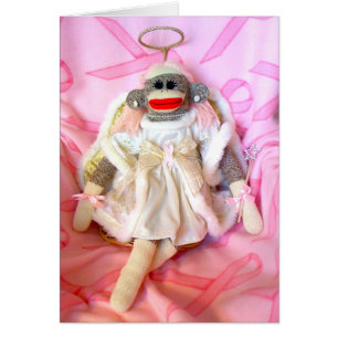 Monos del calcetín para la tarjeta del ángel de 