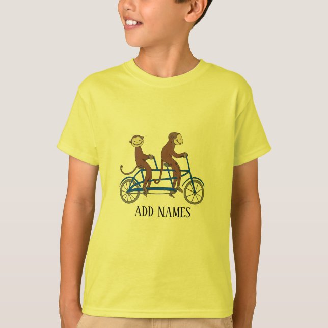 Monos en bicicleta, añadir texto, camiseta (Anverso)