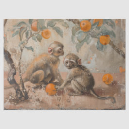 Monos - Papel de té estilo pintura al aceite