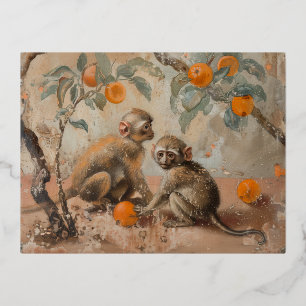 Monos - Postales de Relieve metalizado