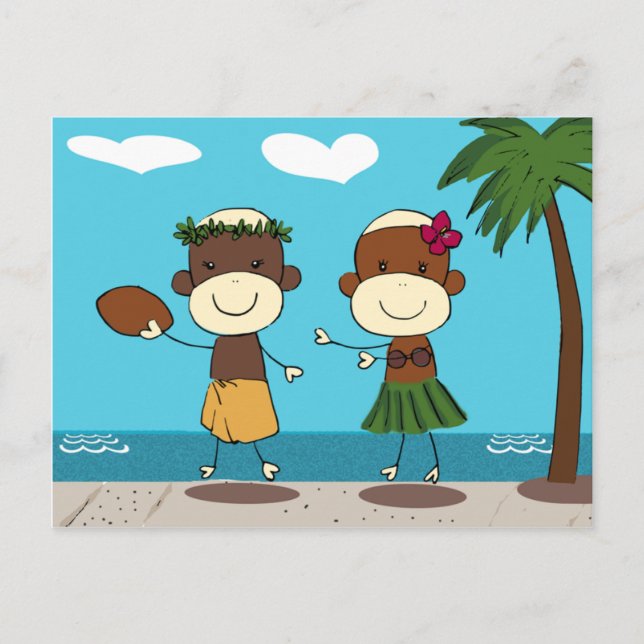 Monos Que Disfrutan De Vacaciones En Postales De H (Anverso)