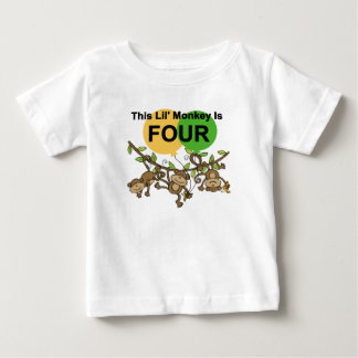 Monos que se balancean 4ª camisetas de cumpleaños