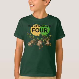 Monos que se balancean 4ª camisetas de cumpleaños