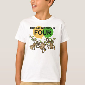 Monos que se balancean 4ª camisetas de cumpleaños