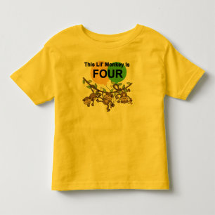 Monos que se balancean 4ª camisetas de cumpleaños