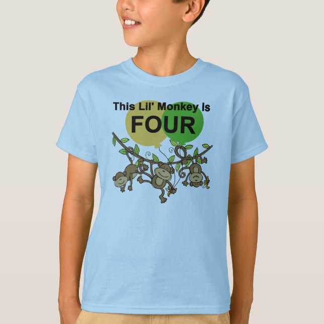 Monos que se balancean 4ª camisetas de cumpleaños  (Anverso)