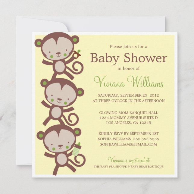 MONOS SORPRENDENTES| INVITACIÓN DE BABY SHOWER (Anverso)