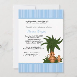 Monos TWINS 5x7 e invitación a Baby Shower Ma