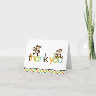 Monos y puntos de polka Gracias Notas
