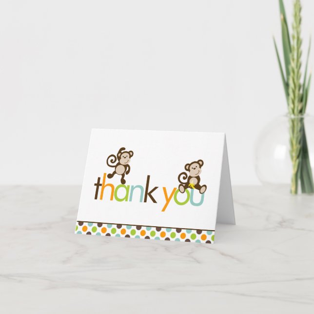Monos y puntos de polka Gracias Notas (Anverso)