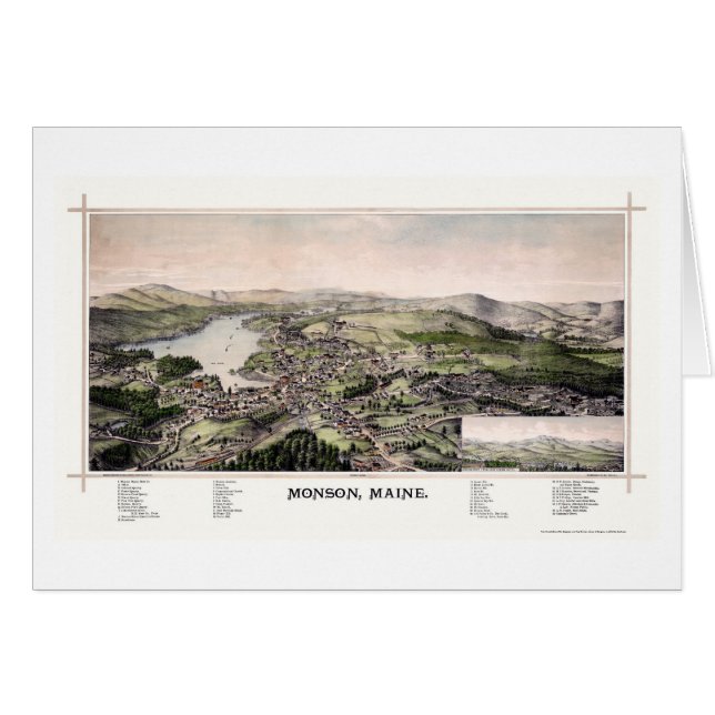 Monson, YO mapa panorámico - 1889 (Anverso (Horizontal))