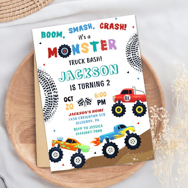 Monster Camión Carreras Niños de coches Invitación (Subido por el creador)