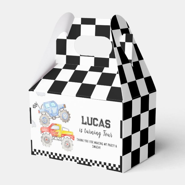 Monster Camión Fiesta de Cumpleaños Caja de Favor (Front Side)