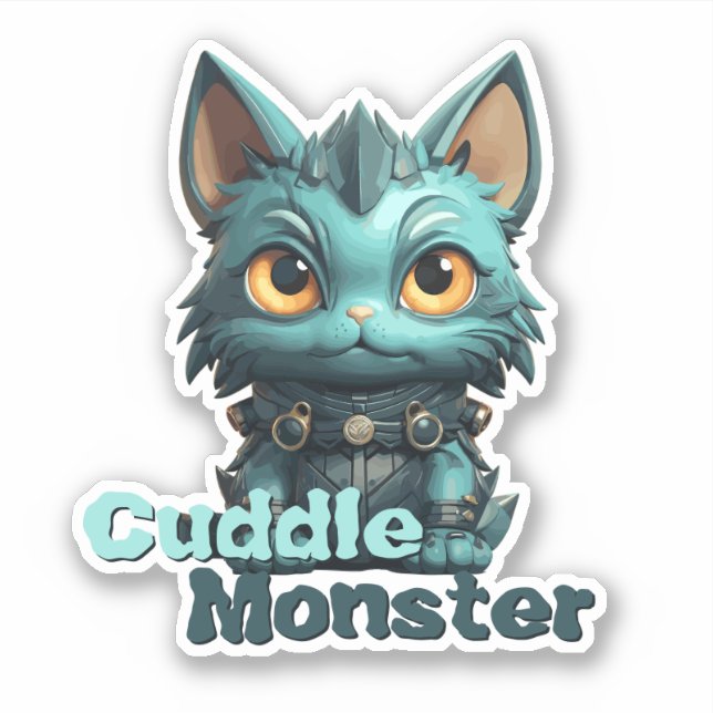 Monster Cat Pegatina - "Cuddle Monster" (Anverso)
