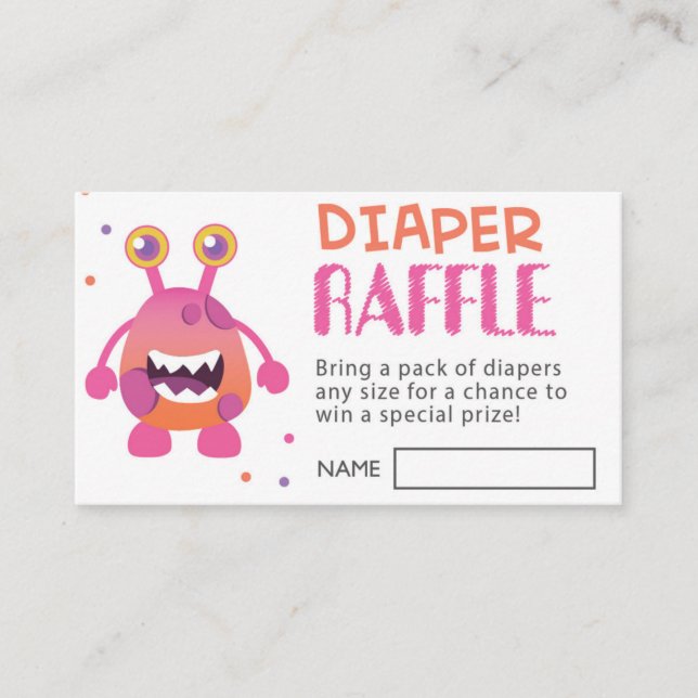 Monster chica Baby Shower Diaper Raffle Ticket (Anverso)