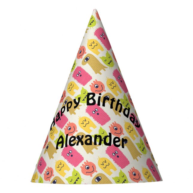 Monster de Kawaii Gorra del partido de cumpleaños (Anverso)