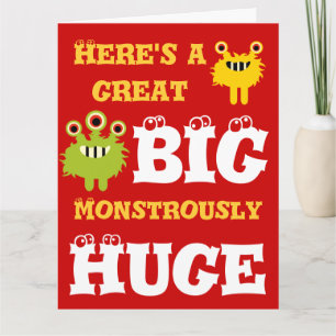 Monster Gran Gran Enorme Enorme 8 x 11 Tarjeta de