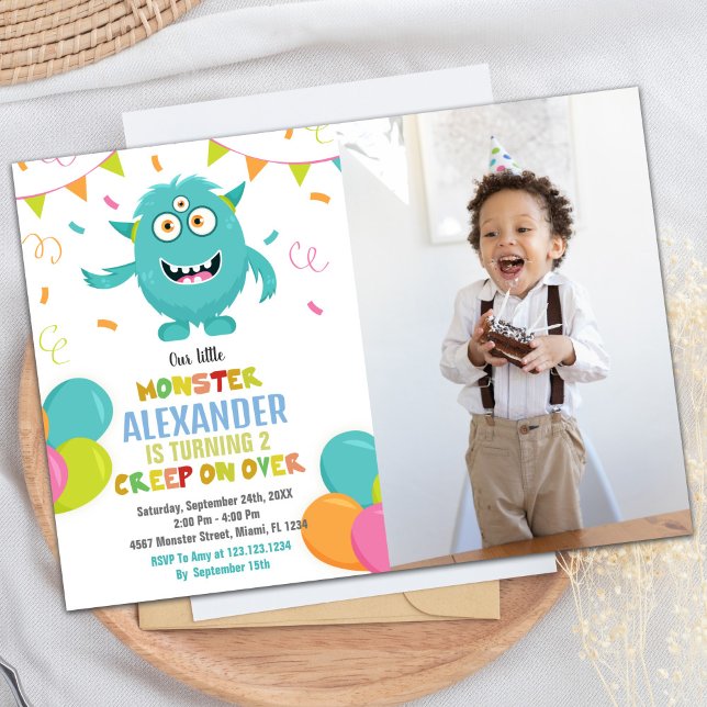 Monster Invitaciones de cumpleaños Ballons Flags f (Monster Birthday Invitations Ballons Flags photo)
