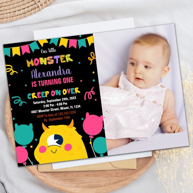 Monster Invitaciones de cumpleaños Ballons Flags f (Monster Birthday Invitations Ballons Flags photo)