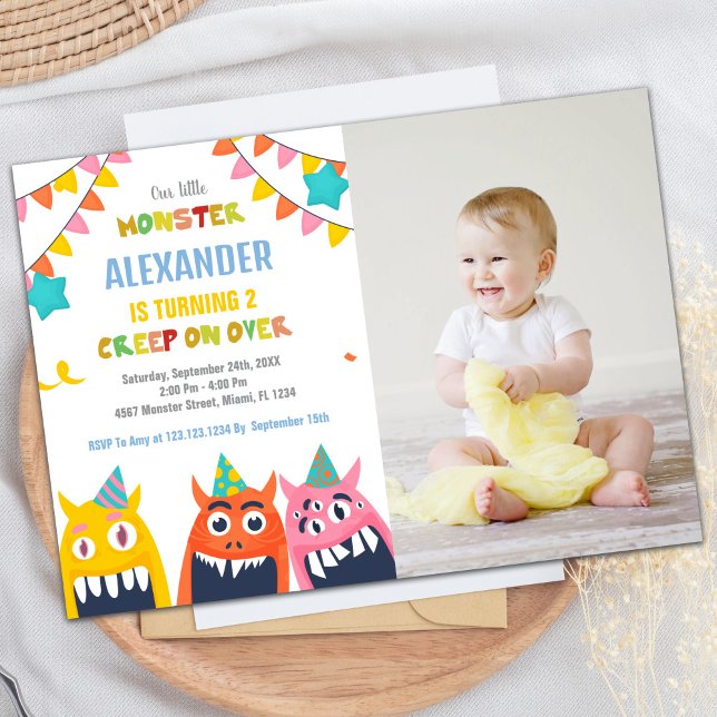 Monster Invitaciones de cumpleaños foto de marcas  (Monster Birthday Invitations Colour Flags photo)