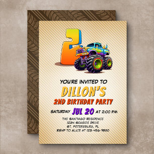 Monster Truck 2ª invitación de cumpleaños