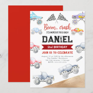 Monster Truck 2ª invitación de cumpleaños