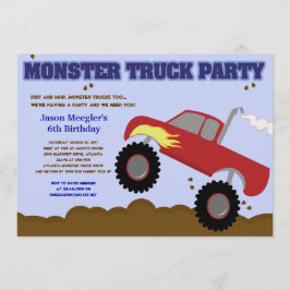MONSTER TRUCK 5x7 (Camión Rojo) Invitaciones de cu