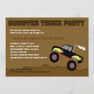 MONSTER TRUCK 5x7 Invitaciones de cumpleaños