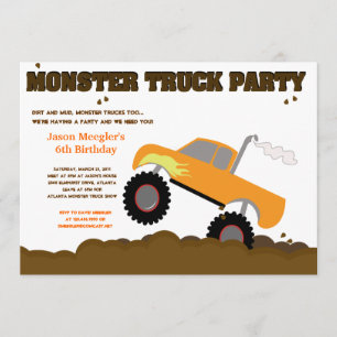 MONSTER TRUCK 5x7 Invitaciones de cumpleaños