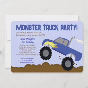 MONSTER TRUCK 5x7 Invitaciones de cumpleaños