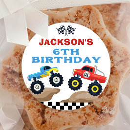 Monster Truck Birthday Classic Round Pegatina