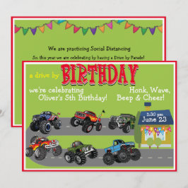 Monster Truck Drive By Birthday Parade Invitación