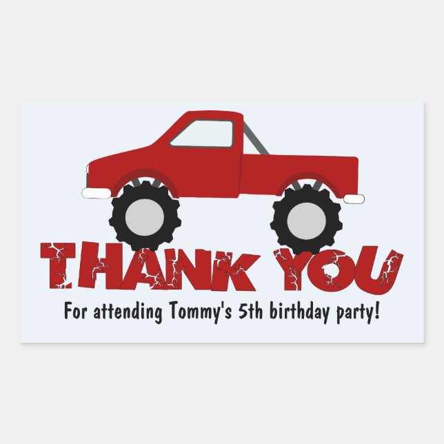 Monster Truck Gracias Pegatina (Anverso)