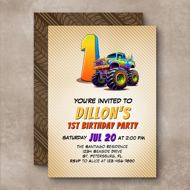 Monster Truck Invitación de cumpleaños 1 (Subido por el creador)