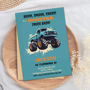 Monster Truck Invitaciones de cumpleaños Azul