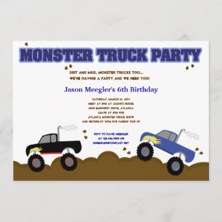 MONSTER TRUCKS 5x7 Invitaciones de cumpleaños