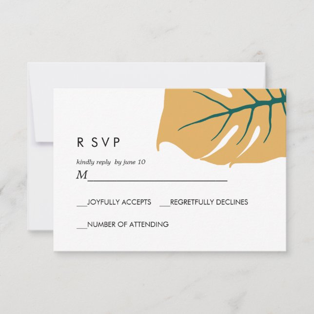 Monstera | Amarillo | Respuesta Boda RSVP (Anverso)