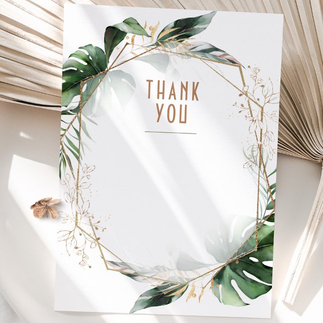 Monstera Boda Gracias Tarjeta Verde y Oro (Subido por el creador)