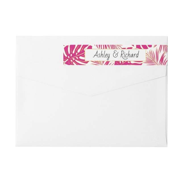 Monstera de magenta tropical y boda de hojas de pa (Reverso)