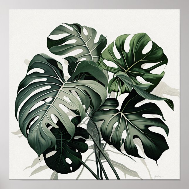 Monstera deja el Poster de impresión de arte (Frente)