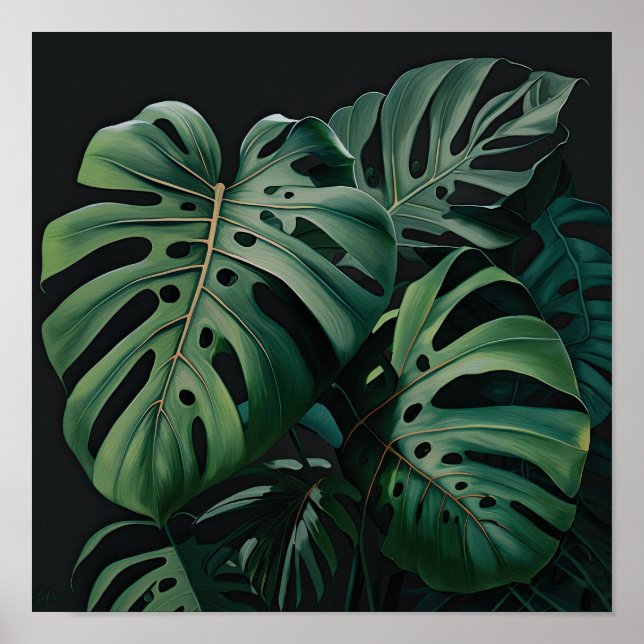 Monstera deja el Poster de impresión de arte (Frente)
