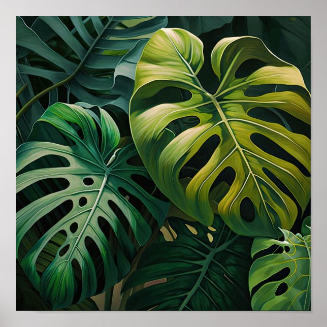 Monstera deja el Poster de impresión de arte (Frente)
