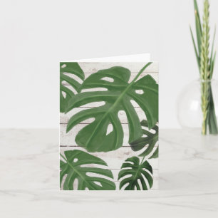 Monstera Deja Tarjeta De Nota En Blanco En Placas 